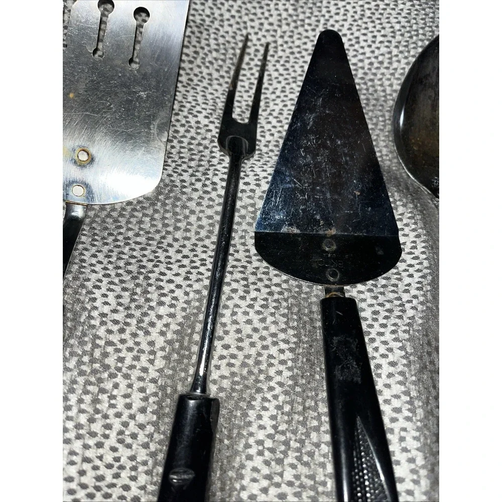 Set Of 4 Vintage Ekco Utensils Keyhole Spatula Pie Knife Serving Spoon & Fork‎
